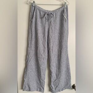 Hollister Navy and White Striped Linen Pants
